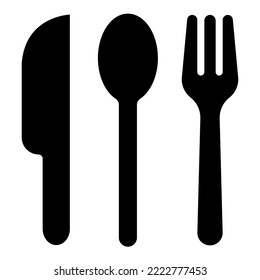 Conjunto de iconos vectoriales de Utensils. Icono de Cuchilla, Cubierta y cuchara sobre fondo marrón claro.
