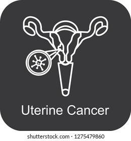 uterine cancer icon  flat black