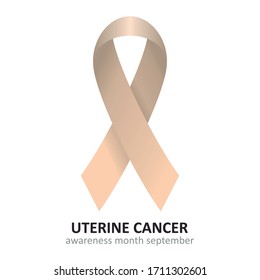 Uterine Cancer Peach Ribbon Vector