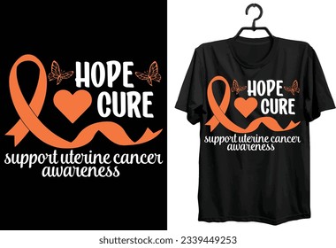Uterine Cancer Svg T-shirt Design. Funny Gift Uterine Cancer T-shirt Design For People. Typography, Custom, Vector t-shirt design. World All Uterine Cancer T-shirt Design.