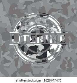 Uterine grey camouflage emblem. Vector Illustration.