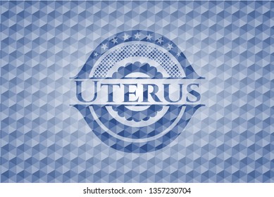 Uterus blue hexagon badge.