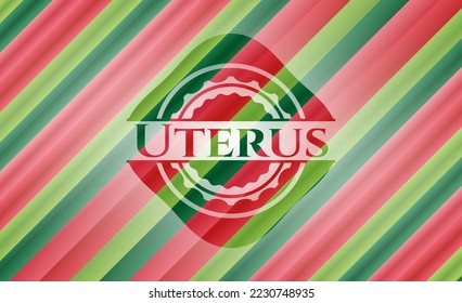 Uterus christmas style badge. Vector Illustration. Detailed. 