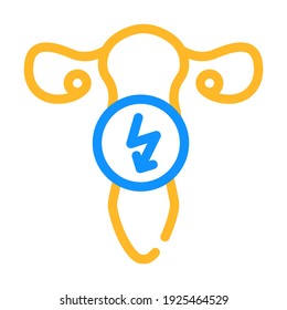 vector de icono del color del dolor de corte uterus. uterus cortando el signo del dolor. ilustración de símbolo aislado