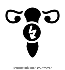 uterus cutting ache glyph icon vector. uterus cutting ache sign. isolated contour symbol black illustration