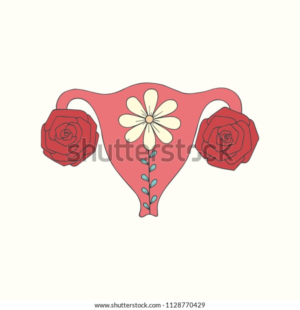 Uterus. Female body. Hand drawing. Vector illustration