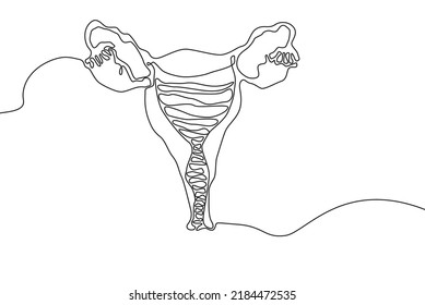 Dibujo continuo de línea de icono dibujado por Uterus Hand. Órganos humanos Fondo de arte creativo abstracto Concepto de moda Diseño de una sola línea. Esbozo de imagen simple color negro y blanco Ilustración vectorial