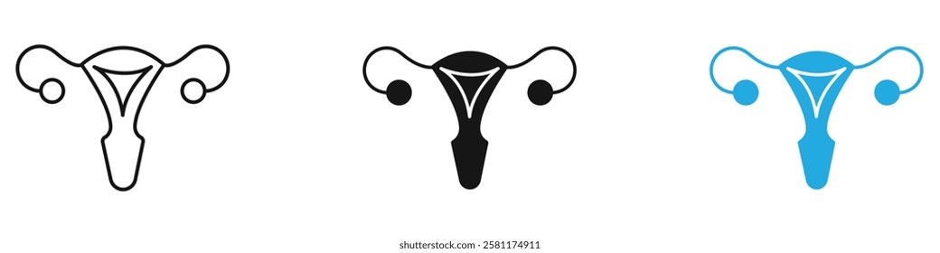 Uterus icon black white vector outline