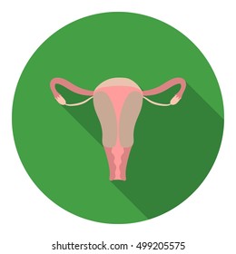 Uterus icon in flat style isolated on white background. Organs symbol stock vector illustration.