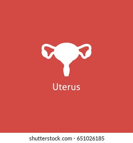 uterus icon. sign design. red background