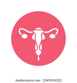Uterus icon vector illustration design, human internal organs, circle shape flat icon design