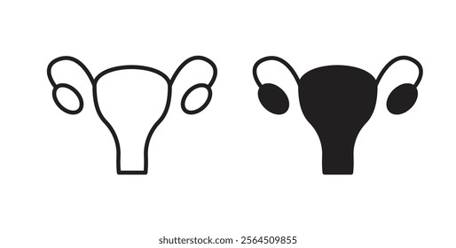 Uterus icons in flat and line style set.