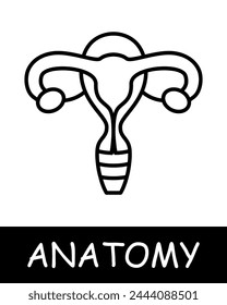 Uterus line icon. Motherhood, egg, embryo, anatomy, medicine, teaching, doctor, nurse, human, body, physiology. Vector line icon for business and advertising