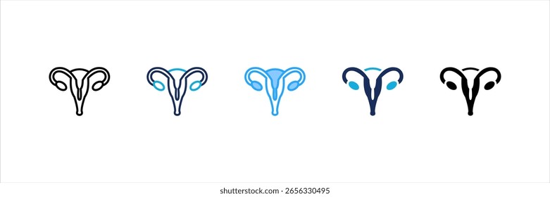 Conjunto de iconos de estilo múltiple de útero