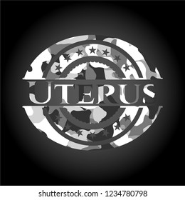 Uterus on grey camouflaged pattern