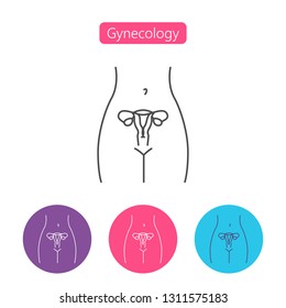Uterus organ line icon. linear style sign for mobile concept and web design. Female reproductive system outline vector icon. Pregnancy symbol. Medical illustration. Editable stroke.
