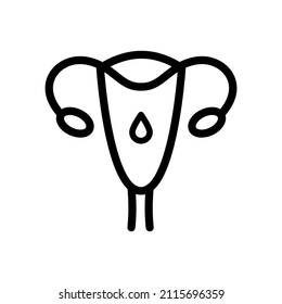 Icono de contorno de útero, pictograma de órgano femenino. Signo de ilustración de útero para clínica ginecológica. Icono vectorial en un estilo simple y moderno aislado en el fondo blanco.