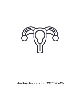 Uterus & ovaries linear icon concept. Uterus & ovaries line vector sign, symbol, illustration.
