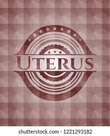 Uterus red emblem with geometric pattern. Seamless.