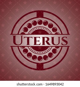 Uterus red icon or emblem. Vector Illustration. Detailed.