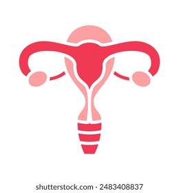 Uterus set icon. Uterus, ovaries, fallopian tubes, female reproductive system, human anatomy, gynecology, reproductive health, fertility, menstruation.