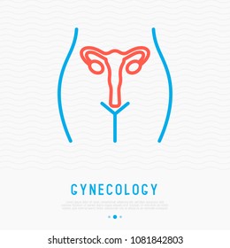 Uterus Thin Line Icon. Modern Vector Illustration Of Gynecology.