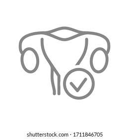 Icono de línea de marca de verificación de graduación. Símbolo de órgano interno saludable
