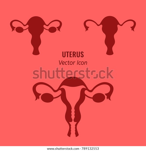 子宮のベクター画像アイコン ピンクの背景に美しいイラストを平らなスタイルで表示 ロゴ シンボル 絵文字のデザインに役立つ医療画像と女性の医療画像 のベクター画像素材 ロイヤリティフリー