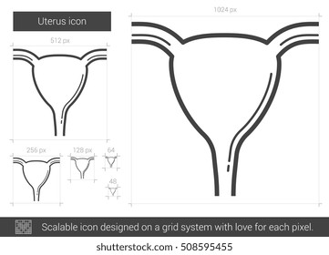 Uterus vector line icon isolated on white background. Uterus line icon for infographic, website or app. Scalable icon designed on a grid system.