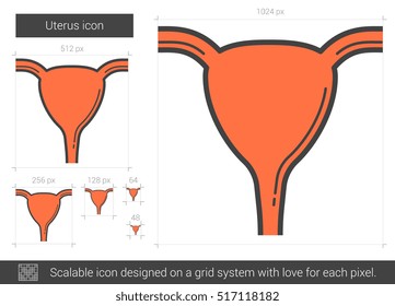 Uterus vector line icon isolated on white background. Uterus line icon for infographic, website or app. Scalable icon designed on a grid system.