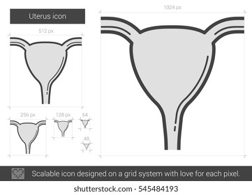 Uterus vector line icon isolated on white background. Uterus line icon for infographic, website or app. Scalable icon designed on a grid system.