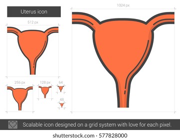 Uterus vector line icon isolated on white background. Uterus line icon for infographic, website or app. Scalable icon designed on a grid system.