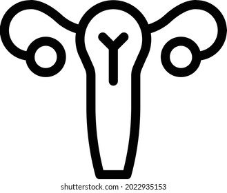 icono de línea delgada del vector del útero