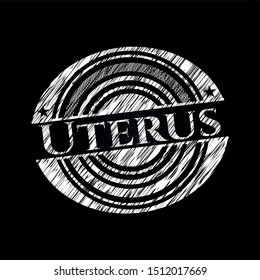 Uterus written on a blackboard. Vector Illustration. Detailed.