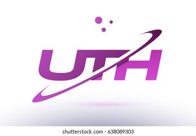 uth u t h  alphabet letter logo combination purple pink creative text dots company vector icon design template