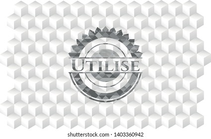 Utilise grey emblem with geometric cube white background