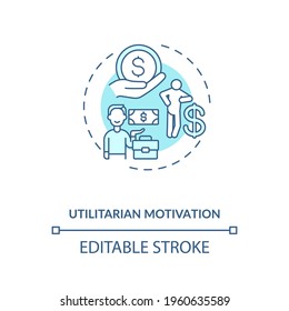 Utilitarian motivation concept icon. Doing work and earning more money idea thin line illustration. Motivational cash. Inspiring for job. Vector isolated outline RGB color drawing. Editable stroke
