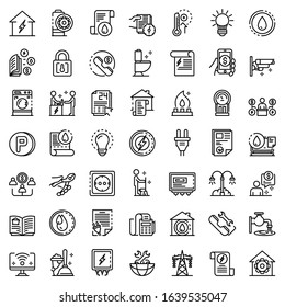 Utilities icons set. Outline set of utilities vector icons for web design isolated on white background