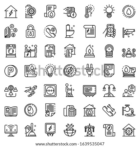 Utilities icons set. Outline set of utilities vector icons for web design isolated on white background