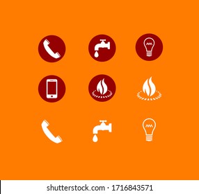 Utilities services vector. Vector icons. Water, gas, telephone