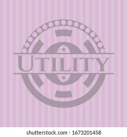 Utility badge with pink background. Vector Illustration. Detailed.