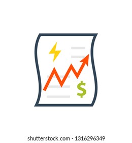 Utility bill increase icon. Clipart image isolated on white background