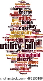 Utility bill word cloud concept. Vector illustration