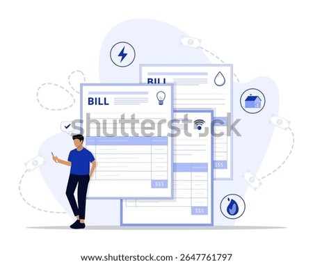 Utility bills concept illustration. Suitable for landing page, ui, web, App intro card, 
editorial, flyer, and banner.