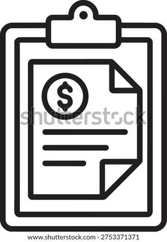 Utility bills document clipboard linear sign for communal housing public utility financial invoice isolated vector illustration