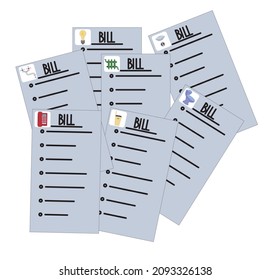Utility bills. Monthly fee. Vector stock illustration isolated on white background.