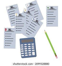Utility bills. Monthly fee. Vector stock illustration isolated on white background.