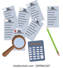 Utility bills. Monthly fee. Vector stock illustration isolated on white background.