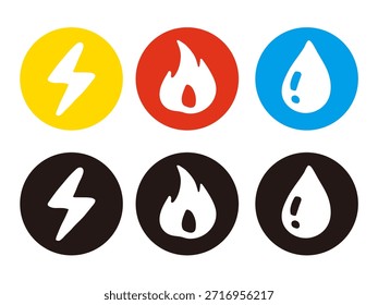 Utility Bills Vector Icons – Electricity, Gas and Water Costs