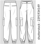 UTILITY CARGO POCKET DETAIL JOGGERS FOR WOMEN AND TEEN GIRLS FASHION FLAT DESIGN